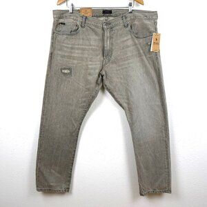 Polo Ralph Lauren Jeans Men's 40x30 Sullivan Slim Distressed Repaired Gray Denim